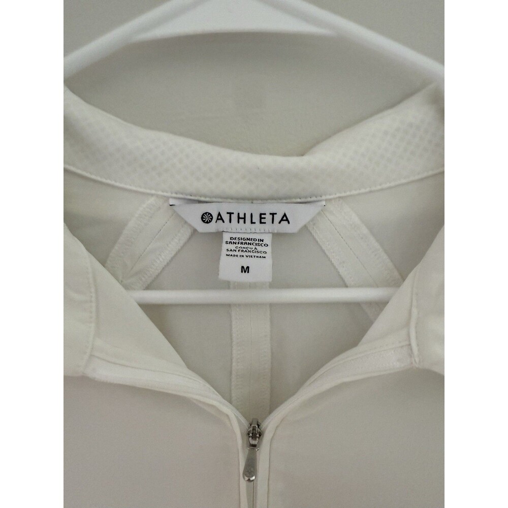 Athleta White 1/4 Zip Cropped Windbreaker Pullover Jacket Medium - Picture 2 of 7